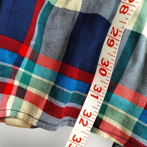 LULUS Womens Tunic Sz Medium Red‎ Blue Plaid Long Sleeve Flared Shirt Dress Prep - Picture 13 of 13